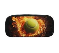 Tennis on Fire Pencil Case Waterproof Leather Pencil Pouch Multi-purpose Aesthetic Makeup Bag Cute Pen Bag Large Cosmetic Bag for Office Stationery, Travel