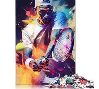 Tennis Player Action Jigsaw Puzzles Puzzle for Adults Kids. 1000 Piece Impossible Challenge Toy Educational Games Home Decoration for Adults& Kids Age 14 Years Up 1000pcs (38x26cm)
