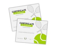 Tennis Player Certificate of Achievement 30pk 8.5x11” Racket Team Winner Tournament Improved Participation Ball Summer Court Recognition