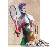 Tennis Player Sport Art Jigsaw Puzzles 1000 Pieces for Adults Wooden Puzzles Brain Exercise Challenge Game Entertainment Gifts Teenagers Family Activity (38x26cm)