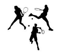 Tennis Players in Sports Suits Playing Game in Gymnasticsnasium Lettering Stickers 36x36.2cm Car Body Decoration Black