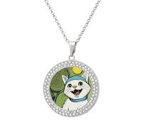 Tennis Queens Cat Women's Necklaces Round Long Alloy Pendant Necklace Minimalist Tiny Jewelry Gift Silver-style
