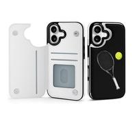 Tennis Racket And Ball Leather Wallet Case Compatible with iPhone 17/17 Air/17 Pro/17 Pro Max Printed Flip Protective Cover