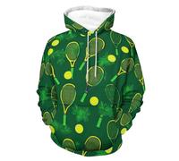 Tennis Racket And Ball Men's Pullover Hoodie Loose Fit Soft Hooded Sweatshirt With Pockets M