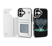 Tennis Racket And Ball Phone Case Wallet Case with Card Holder Cell Phone Cover Compatible with iPhone 17/Air/Pro/Pro Max