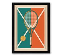 Tennis Racket Geometry Art Deco Framed Wall Art Print A1 (84.1×59.4cm) Black, Wall Decor for Living Room, Bedroom, Office & Home, Ready to Hang, Art Gift