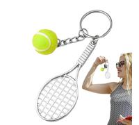 Tennis Racket Keychain, Creative Metal Keychain Sport Keyring Tennis Ball Keyring Pendant Soccer Keychains, Football Key Rings Volleyball Sports Ball Keychains, For Boys Kids School Backpacks