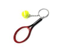 Tennis Racket Keychain With Ball - Red Mini Sports Key Ring - Creative Metal Keyring Gift