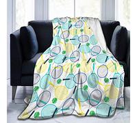 Tennis Rackets and Balls Soft Throw Blanket All Season Microplush Warm Blankets Lightweight Tufted Fuzzy Flannel Fleece Throws Blanket for Bed Sofa Couch