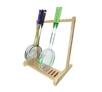 Tennis Racquet Storage Rack - Solid Wood Badminton Display Stand for 6/12 Rackets, 30kg Load Capacity, Perfect for School Gym Training Grounds