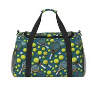 Tennis Racquets and Balls Print Daily essentials Large Capacity Hand Carry Bag for Weekend Getaways style Bags