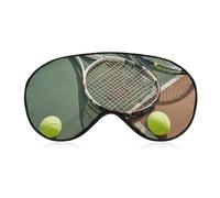 Tennis Racquets and Tennis Balls Sleep Mask Light Blocking Eye Cover Polyester Eye Mask with Elastic Strap Blindfold for Side Sleeper Sleeping Masks Face Hugging for Women Men Travel