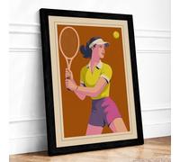 Tennis Ready Stance Retro Framed Wall Art Print A1 (84.1×59.4cm) Black, Wall Decor for Living Room, Bedroom, Office & Home, Ready to Hang, Art Gift
