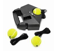 Tennis Rebound Trainer Set, Portable Solo Practice Tool with Heavy Duty Power Base, 3 String Balls, No Filling Required, Indoor/Outdoor Tennis Training Equipment for Beginners & Advanced Players(BLK)