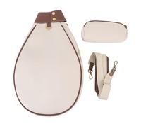 Tennis Sling Backpack Large Capacity Water Resistant Professional Sports Bag for Tennis Badminton Players Holds 2 Rackets Accessories (Beige)