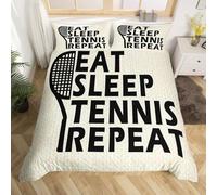 Tennis Super King Duvet Cover Sets Fun Text Bedding Set 3D Print Quilt Cover 260x220 cm Soft Microfiber Lightweight with Zipper Closure and 2 Pillowcases i-2970
