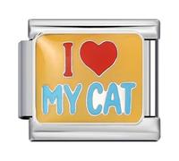 Tennis Surfer Running Yoga Ballet Graduation Family Cat Dog Birthday 9mm Italian Link Charm Compatible With Nomination Bracelet Mum Mom Mother Daughter (I Love My Cat Heart)