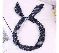 Tennis Sweatband Paisley Dot Headband Rockabilly Polka Retro Wire Scarf Headband for Wireless Tartan Tennis Band Black (Navy, One Size)