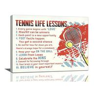Tennis Wall Art Tennis Pictures Wall Decor Life Lessons Canvas Posters Prints Sports Decorations Painting Framed Artwork Office Home Decor For Bathroom Bedroom Playroom Dining Living Room 12" x 16"