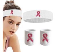 Tennis Wrist Sweatbands - Breathable Sweatband Set Cancer Awareness Sweatbands,Wrist Sweatbands Stretchable Tennis Wristbands for Football Baseball Running