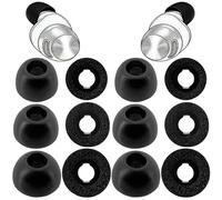 TENNMAK Replacement Memory Foam Eartips for Technics & beyerdynamic Earbuds | Compatible with Technics EAH-AZ100 / beyerdynamic Amiron 300 Wireless Earbuds,Black Foam Ear Tips,12 Pieces