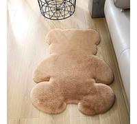 TENNOLA 4x5.3 ft Bear Shaggy Large Rug, Soft Fluffy Faux Sheepskin Fur Rug Fuzzy Shag Area Rug Cute Plush Carpet for Nursery Kids Girls Bedroom Room Aesthetic Living Room Floor Home Decor, Brown