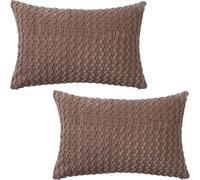 Tennove Cushion Covers 30x50cm Decorative Modern Brown Pillow Cases Pack of 2 Corduroy Boho Soft Throw Pillow Covers Square Pillowcases for Sofa Living Room Bed Home Decor