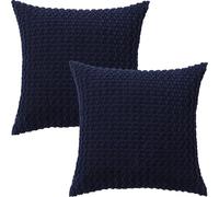 Tennove Cushion Covers 45x45cm Decorative Modern Navy Blue Pillow Cases Pack of 2 Corduroy Boho Soft Throw Pillow Covers Square Pillowcases for Sofa Living Room Bed Home Decor