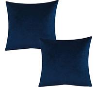 Tennove Cushion Covers 45x45cm Soft Solid Velvet Throw Pillow Covers Pack of 2 Decorative Pillowcases Square Cushion Cases Protectors for Sofa Bed Couch Bench, Navy