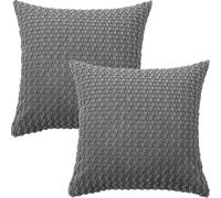 Tennove Cushion Covers 60x60cm Decorative Modern Grey Pillow Cases Pack of 2 Corduroy Boho Soft Throw Pillow Covers Square Pillowcases for Sofa Living Room Bed Home Decor