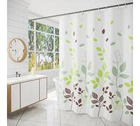 Tennove Shower Curtain 200x200cm Modern Plants Bathroom Curtain Waterproof Thick Polyester Fabric Long Shower Curtain Washable Bathtub Curtain with Hooks, Weighted Hem, White