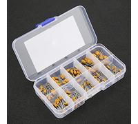 TenNuoDa 100PCS 10Value Tantalum Capacitor Assortment Kit, 16V 1uF - 100uF, Rectangular, Tantalum Material, Through-Hole Mount, ±10% Tolerance, 16V DC Max, Capacitor Set
