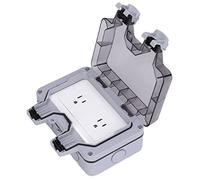 TenNuoDa 250V 15a Double Weatherproof Outdoor Socket, IP66 Weatherproof American Style Wall Electrical Outlet with Switch Indicator Light, Outdoor Wall Socket