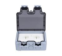 TenNuoDa 250V 16a French Outdoor Double Socket, IP66 Waterproof High Temperature Resistant Power Outlets Accessories with Switch, for King Lots, Construction Sites