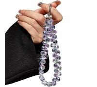 TENOC Beaded Phone Wrist Strap, Cellphone Lanyard Chain, Sparkling Wristlet Bracelet for Women, Purple