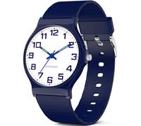 TENOCK Boys Girls Analog Watch 30M Waterproof Sports Watch Boys Easy Read Thin Dial Soft Band Wrist Watch for Kids Age 5-15 Years, navy