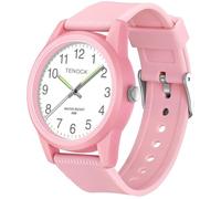 TENOCK Kids Analog Watches for Girls Boys 50M Waterproof Children Watch Easy to Read for Ages 3-10 Kids Watches with Soft Band Learning Time Kids Great Birthday Gifts (Light Pink)