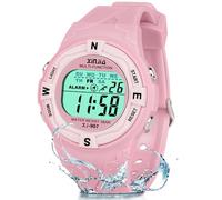 TENOCK Kid's Digital Watch, LED Sports Watches for Boys and Girls, 50M Waterproof Digital Watches with Alarm Stopwatch, Gifts for Your Children Age 4-12 (Pink)