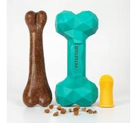 Tenone 2 PACK Dog Chew Toys - Beef Infused Nylon & Natural Rubber Chew Set with Finger Toothbrush, Chew & Enrichment Pack for Small, Medium and Large Dogs