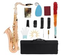 Tenor Saxophone Abalone Shell Brass Body for Professional Concert Saxophone in Bb flat Saxophone Set (Rose gold)