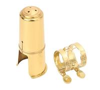 Tenor Saxophone Mouthpiece Metal Clip Cap, Golden Saxophone Accessories, Durable Replacement Kit with Easy - Fit Clip and Protective Cap for Tenor Sax Players
