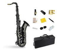 Tenor Saxophone Wind Instrument B Flat Pro All Black Nickel Brass Pipe Body, Saxophone Set, Flute Head, Carrying Case, Gloves, Cleaning Cloth, Detachable Shoulder Strap
