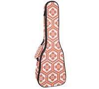 Tenor Ukulele Gig Bag Waterproof Ukulele Case Padded Backpack, Great for Soprano Concert (21/23/24 in) Traditional Pink Cherry Blossoms Geometric