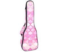 Tenor Ukulele Gig Bag Waterproof Ukulele Case Padded Backpack, Great for Soprano Concert (21/23/24 in) Mermaid Scales Watercolor Pink Bright