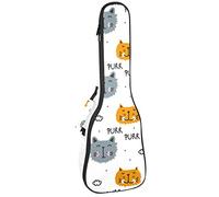 Tenor Ukulele Gig Bag Waterproof Ukulele Case Padded Backpack, Great for Soprano Concert (21/23/24 in) Purr Cats Meow Pattern