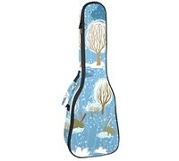 Tenor Ukulele Gig Bag Waterproof Ukulele Case Padded Backpack, Great for Soprano Concert (21/23/24 in) Watercolor Village Moonlit Night