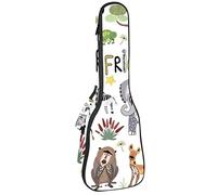 Tenor Ukulele Gig Bag Waterproof Ukulele Case Padded Backpack, Great for Soprano Concert (21/23/24 in) Zoo Africa Is Cute