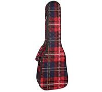 Tenor Ukulele Gig Bag Waterproof Ukulele Case Padded Backpack, Great for Soprano Concert (21/23/24 in) Tartan Plaid Red Navy Blue Pattern