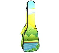 Tenor Ukulele Gig Bag Waterproof Ukulele Case Padded Backpack, Great for Soprano Concert (21/23/24 in) Frogs Living by the Pond