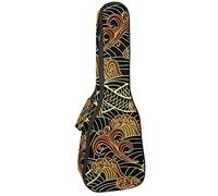 Tenor Ukulele Gig Bag Waterproof Ukulele Case Padded Backpack, Great for Soprano Concert (21/23/24 in) Traditional Japanese Dragon Clouds Wave